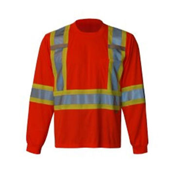 Ultraviolet Long Sleeve Safety T-Shirt, L, Orange, Woven, SoftPolyester
