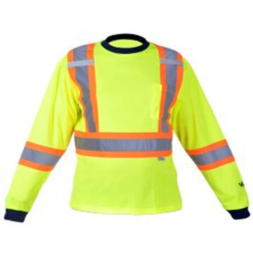 T-shirt de sécurité à manches longues ultraviolet, 2XL, vert haute visibilité, polyester doublé de coton
