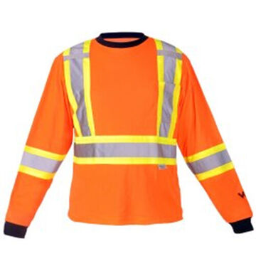 Ultraviolet Long Sleeve Safety T-Shirt, L, Orange, Cotton Lined Polyester