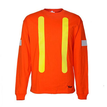 Safety T-Shirt, M, Orange, Cotton, 2 in lg