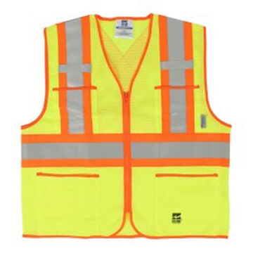 Safety Vest, XL, Yellow, Polyester, Class 2