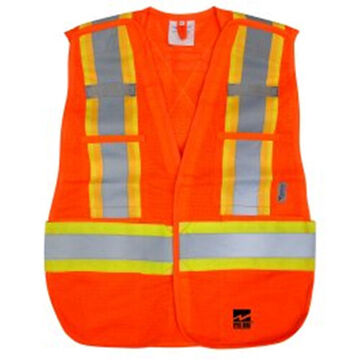 Traffic Safety Vest, XL, Orange, Polyester