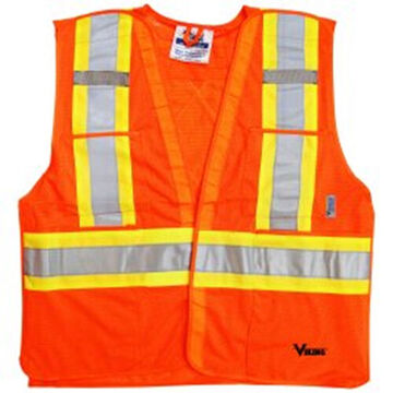 Safety Vest, 4XL/5XL, Orange, Polyester, Class 2