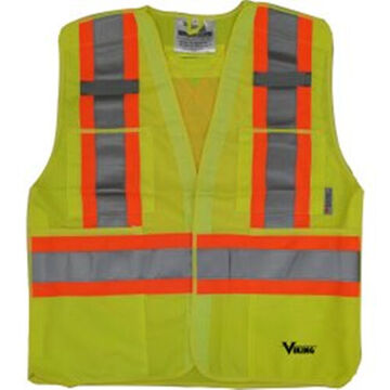 Safety Vest Tear Away, Hi Vis Green, Polyester, Class 2