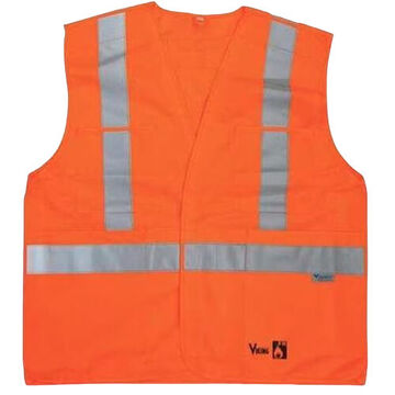 Safety Vest, S/M, Orange, Polyester, Class 2, 36 x 40 in Chest