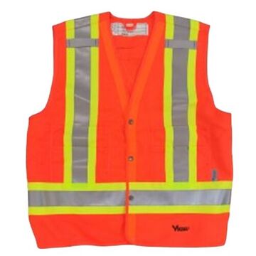 Safety Vest, L/XL, Orange, Polyester, Class 2