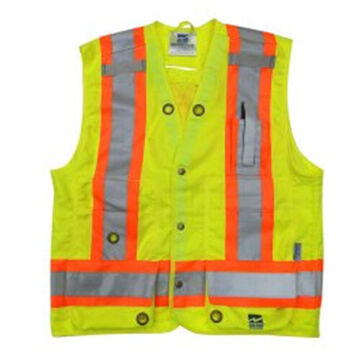 Surveyor Safety Vest, M, Lime Green, Polyester, Class 2