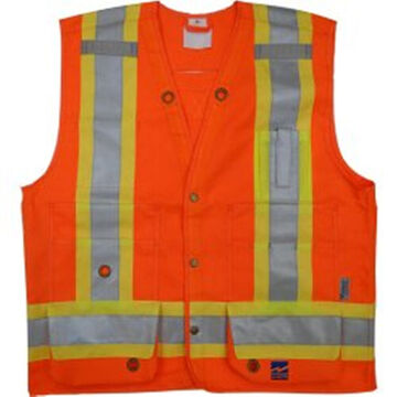 Surveyor Safety Vest, 4XL, Orange, Polyester, Class 2