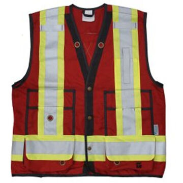 Surveyor Safety Vest, 3XL, Red, Polyester, Class 2