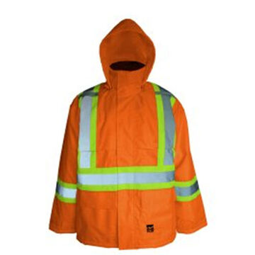 Hi-Vis, Insulated Safety Jacket, Men, S, Fluorescent Orange, Polyester/PU, 34 to 36 in Chest