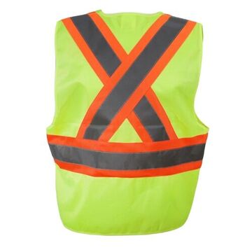 Traffic Safety Vest, L/XL, Green, Polyester, 25-5/8 in Chest