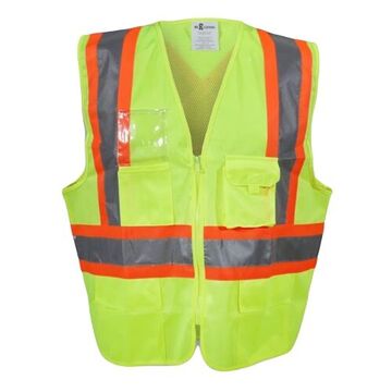 Traffic Safety Vest, L/XL, Lime, Polyester, 25-5/8 in Chest