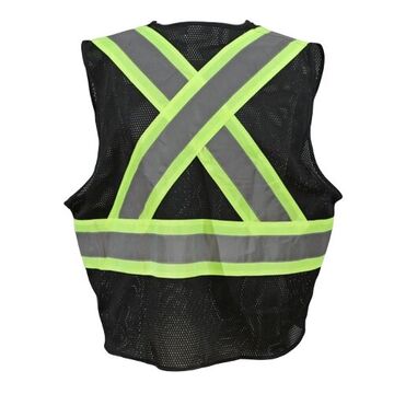 Traffic Safety Vest, S/M, Black, Polyester, 24-3/8 in Chest