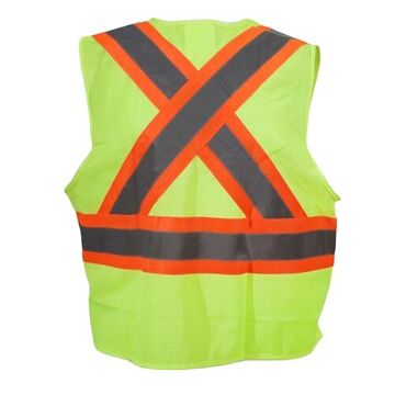 Gilet de sécurité routière, S/M, citron vert, polyester, poitrine 24-3/8 pouce