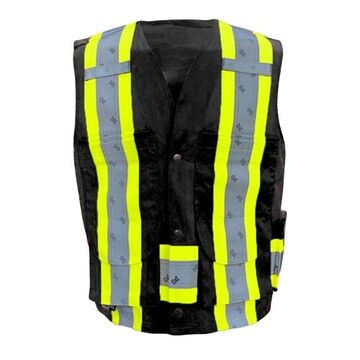 Supervisor Safety Vest, L, Black, Polyester, 24-1/4 in Chest