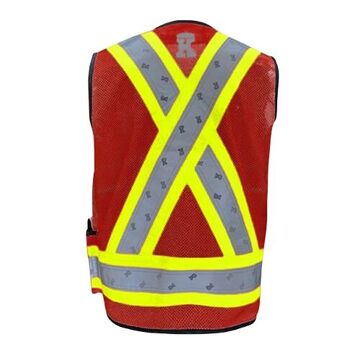 Supervisor Safety Vest, Red, Polyester, 29-1/8 In Chest