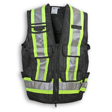 Gilet de sécurité superviseur, 3XL, noir, polyester, poitrine 30-5/8 x 28-3/4 pouce