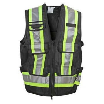 Supervisor Safety Vest, L, Black, Polyester, 25-5/8 in Chest
