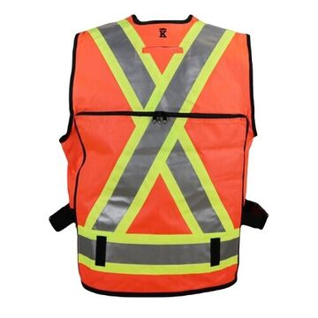 Supervisor Safety Vest, S, Orange, Polyester, 23-5/8 in Chest