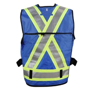 Supervisor Safety Vest, S, Royal Blue, Polyester, 23-5/8 in Chest