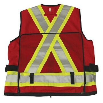 Supervisor Safety Vest, 3XL, Red, Polyester, 30-5/8 in Chest