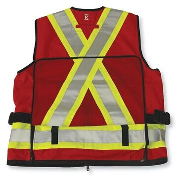 Supervisor Safety Vest, Red, Polyester, 23-5/8 In Chest