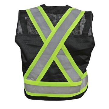 Supervisor Safety Vest, L, Black, Polyester, 25-5/8 x 25-1/4 in Chest