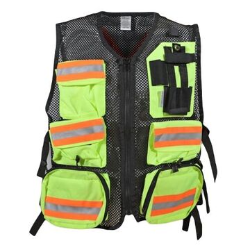 First Aid Safety Vest, Universal, Lime, Nylon, Class 2