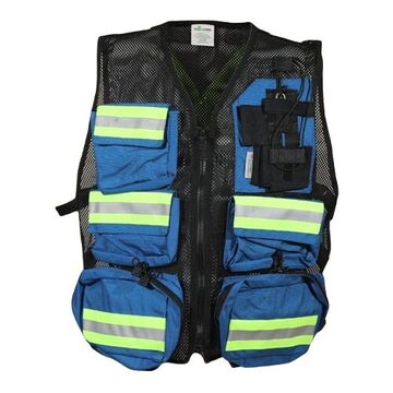 First Aid Safety Vest, Universal, Royal Blue, Zipper, 5 large front
