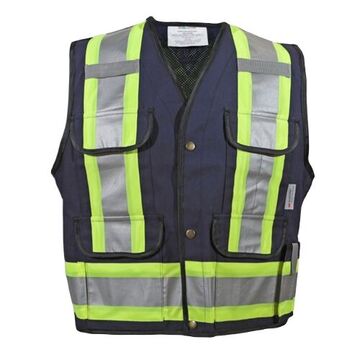 Supervisor Safety Vest, XL, Navy Blue, Cotton Mesh, 26-3/4 in Chest