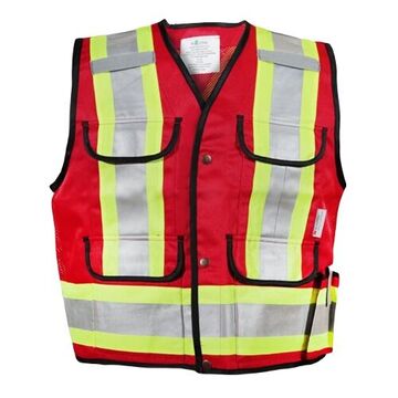 Supervisor Safety Vest, XL, Red, Polyester, 26-3/4 in Chest