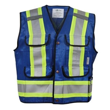 Supervisor Safety Vest, S, Royal Blue, Poly/Cotton Mesh, Class 2, 23-5/8 in Chest