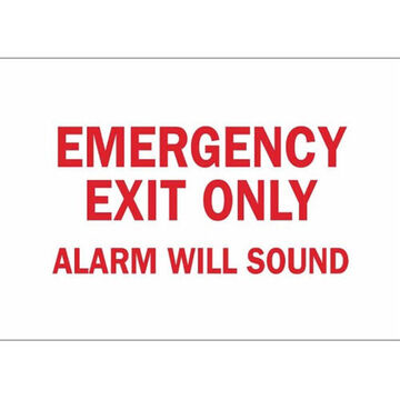 Safety Sign, 7 in ht, 10 in wd, Red on White, Polyester With Polyester Overlaminate, Self-Adhesive
