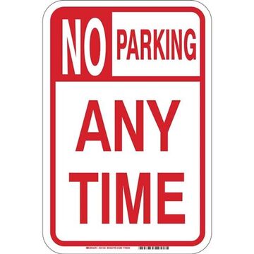 Traffic Safety Sign, 18 in ht, 12 in wd, Red on White, B-959 Reflective Sheeting Laminated to Aluminum, Post