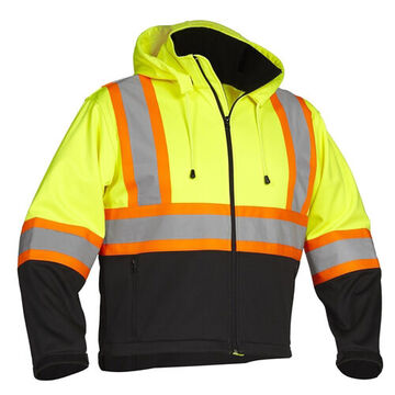 Re-Engineered, Softshell Safety Jacket, 2XL, Lime, Softshell Fabric, 50 to 52 in Chest