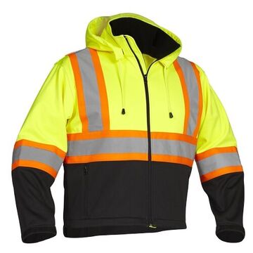 Re-Engineered, Softshell Safety Jacket, 4XL, Lime, Softshell Fabric, 58 to 60 in Chest