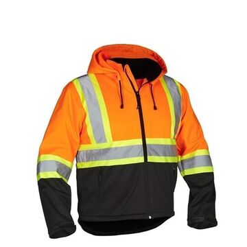 Re-Engineered, Softshell Safety Jacket, XL, Orange, Softshell Fabric, 46 to 48 in Chest