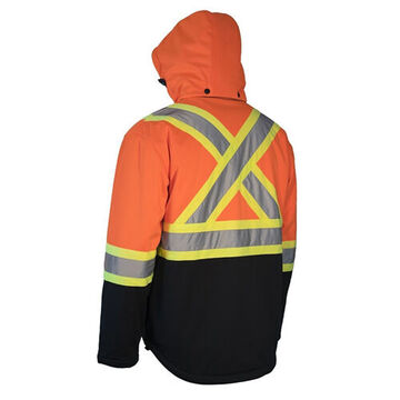 Hi-Vis, Insulated, Winter Safety Jacket, L, Orange, Polyester, 42 to 44 in Chest