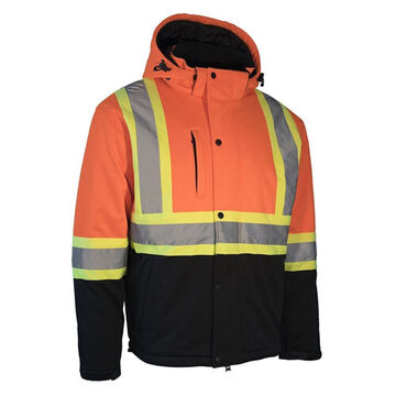 Hi-Vis, Insulated, Winter Safety Jacket, S, Orange, Polyester, 34 to 36 in Chest