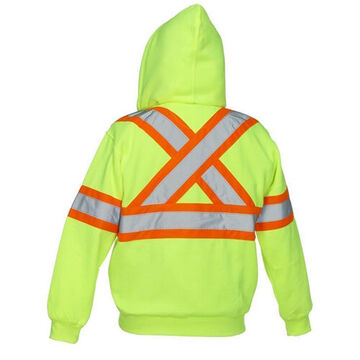 Heavyweight, Durable, Comfortable Safety Hoodie, 2XL, Hi Vis Yellow/Lime, Polyester, 50 to 52 in Chest