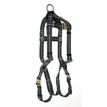 Fall Arrest Safety Harness, M, 400 lb, Black for Webbing, Silver/Golden for Hardware