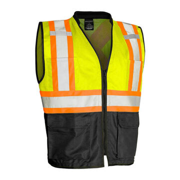 Supervisor Safety Vest, S/M, Lime, Polyester, 50 to 56 in Chest