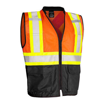Gilet de sécurité de superviseur, L/XL, orange, polyester, poitrine de 42 to 48 pouce