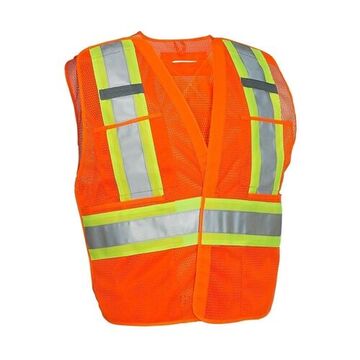 Traffic Safety Vest, 2XL/3XL, Orange, Polyester