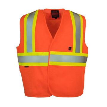 Gilet de sécurité routière, L/XL, Orange, Polyester