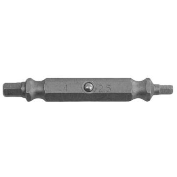 Double End Screwdriver Bits, Hex, 2.5 to 4 mm Point, 2 in lg, Hex, Steel