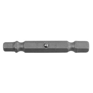 Double End Screwdriver Bits, Hex, 5-6 mm Point, 2 in lg, Hex, Steel