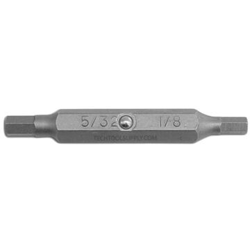 Double End Screwdriver Bits, Hex, 1/8 to 5/32 in Point, 2 in lg, Hex, S2 Steel