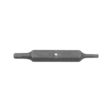 Double Ended Insert Bit Screwdriver Bits, 2 to 3 mm Point, 2 in lg, Hex, S2 Steel