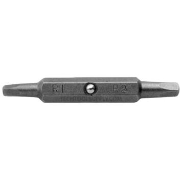 Double End Screwdriver Bits, Square, #1 to #2 Point, 2 in lg, Hex, S2 Steel